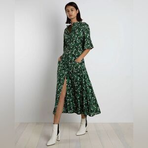 NWT The Kit Cobie Shirtdress Green Primrose Half Length Sleeves Dress Size 12
